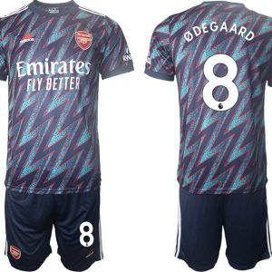 Herren Ausweichtrikot 3rd FC Arsenal 2022 ØDEGAARD 8# blau/rot + Kurze Hosen