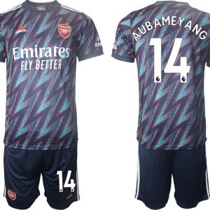 Herren Ausweichtrikot FC Arsenal 2022 AUBAMEYANG 14# blau + Kurze Hosen