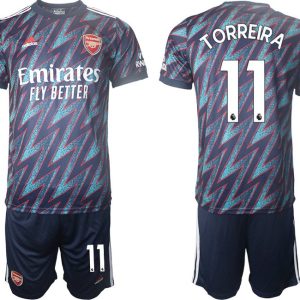 Herren Ausweichtrikot FC Arsenal 2022 Torreira 11# blau/rot + Kurze Hosen