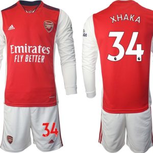 Herren FC Arsenal Heimtrikot 2022 Langarm weiß/rot + Kurze Hosen XHAKA 34