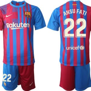 Herren FC Barcelona 2021/22 Heimtrikot blau/rot mit Aufdruck ANSU FATI 22