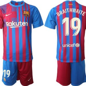 Herren FC Barcelona 2021/22 Heimtrikot blau/rot mit Aufdruck Braithwaite 19