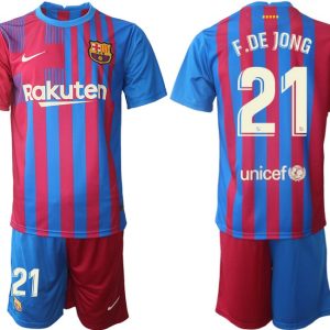 Herren FC Barcelona 2021/22 Heimtrikot blau/rot mit Aufdruck F.DE JONG 21