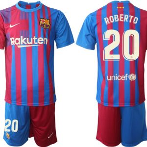 Herren FC Barcelona 2021/22 Heimtrikot blau/rot mit Aufdruck ROBERTO 20