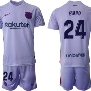 Herren Fußballtrikot FC Barcelona 2021/22 Auswärtstrikot lila/gelb mit Aufdruck FIRPO 24-1