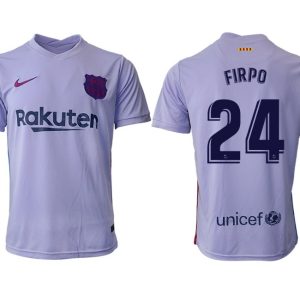 Herren Fußballtrikot FC Barcelona 2021/22 Auswärtstrikot lila/gelb mit Aufdruck FIRPO 24