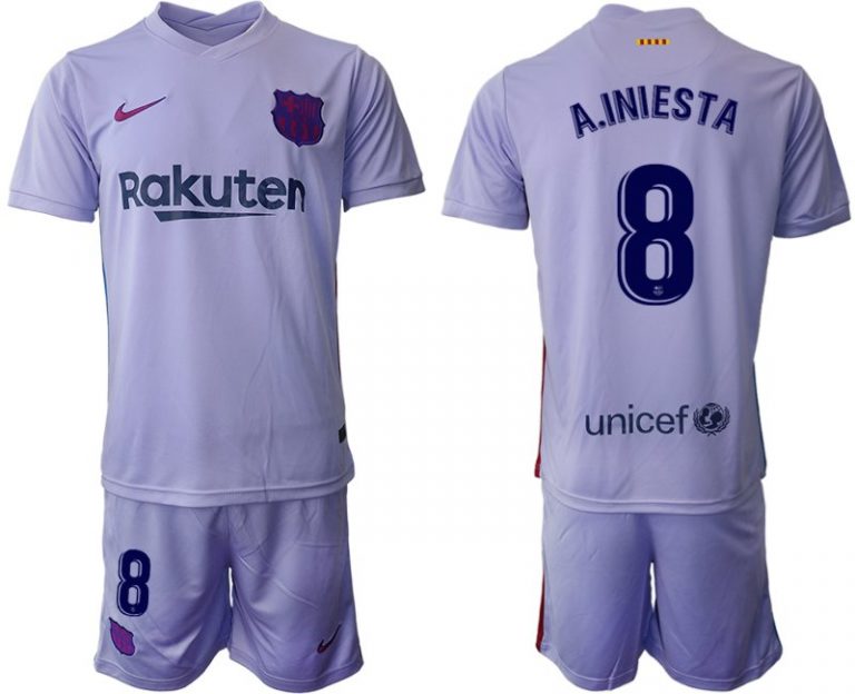 Herren Fußballtrikot FC Barcelona 21-22 Auswärts Trikot mit Aufdruck A.Iniesta 8-1