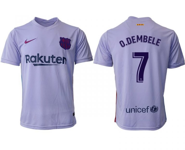 Herren Fußballtrikot FC Barcelona 21-22 Auswärts Trikot mit Aufdruck O.Dembele 7