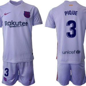 Herren Fußballtrikot FC Barcelona 21-22 Auswärts Trikot mit Aufdruck PIQUE 3-1