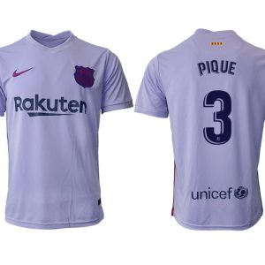 Herren Fußballtrikot FC Barcelona 21-22 Auswärts Trikot mit Aufdruck PIQUE 3