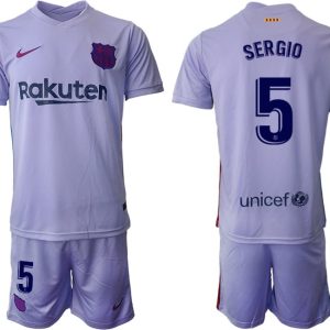 Herren Fußballtrikot FC Barcelona 21-22 Auswärts Trikot mit Aufdruck SERGIO 5-1