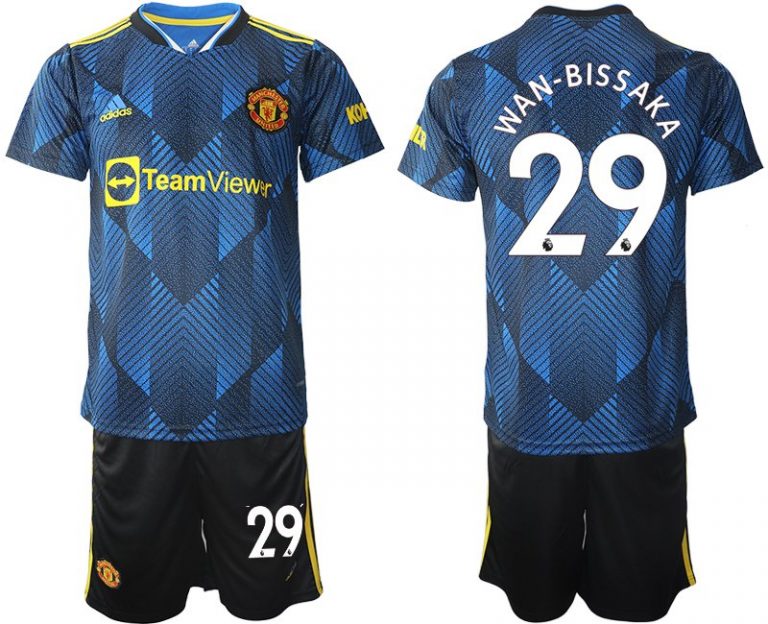 Herren Manchester United 2022 Ausweichtrikot blau mit Aufdruck Wan-Bissaka 29-1