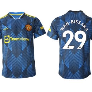 Herren Manchester United 2022 Ausweichtrikot blau mit Aufdruck Wan-Bissaka 29