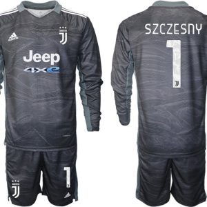 Juventus Torwart Trikot Szczesny Nummer 1 Schwarz Langarm + Kurze Hosen