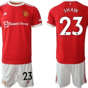 Manchester United 2022 Fußballtrikot SHAW 23 Heim Trikotsatz rot im Sale