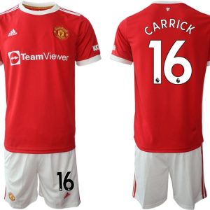 Manchester United 2022 Herren Fußballtrikot Carrick 16 Heim Trikotsatz rot