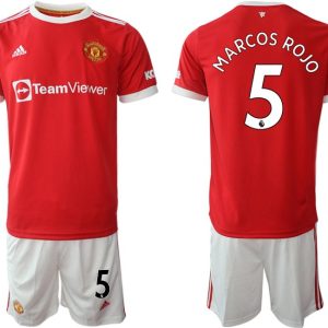 Manchester United 2022 Herren Heim Trikotsatz Marcos Rojo 5 rot/weiß