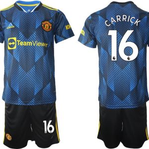 Manchester United Ausweichtrikot 2022 blau mit Aufdruck Carrick 16-1