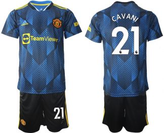 Manchester United Ausweichtrikot 2022 blau mit Aufdruck Cavani 21-1
