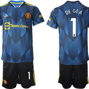 Manchester United Ausweichtrikot 2022 blau mit Aufdruck DE GEA 1-1