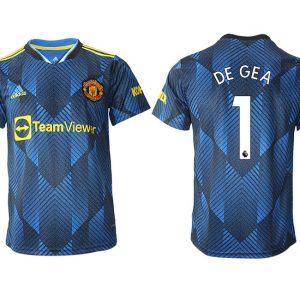 Manchester United Ausweichtrikot 2022 blau mit Aufdruck DE GEA 1