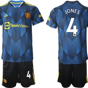 Manchester United Ausweichtrikot 2022 blau mit Aufdruck Jones 4-1