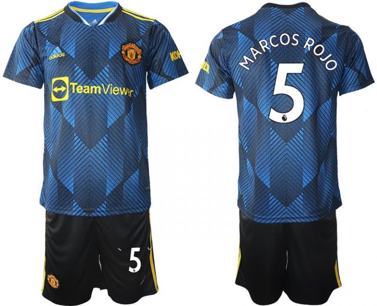 Manchester United Ausweichtrikot 2022 blau mit Aufdruck Marcos Rojo 5-1