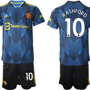 Manchester United Ausweichtrikot 2022 blau mit Aufdruck Rashford 10-1