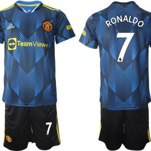 Manchester United Ausweichtrikot 2022 blau mit Aufdruck Ronaldo 7-1