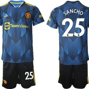 Manchester United Ausweichtrikot 2022 blau mit Aufdruck Sancho 25-1