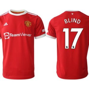 Manchester United Blind 17 Herren Heimtrikot 2022 Rot Fußballtrikots Kurzarm