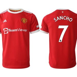 Manchester United F.C. Sancho 7 Herren Fußballtrikots 2022 Rot Kurzarm