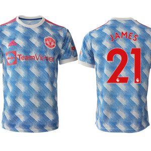 Manchester United Herren Auswärtstrikot 2022 weiss mit Aufdruck James 21