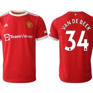 Manchester United VAN DE BEEK 34 Herren Heimtrikot 2022 Rot günstig