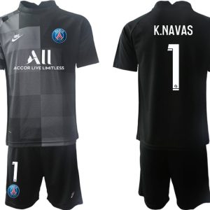 Paris Saint Germain 2021/22 Torwarttrikot Schwarz Trikotsatz mit Aufdruck K.Navas 1