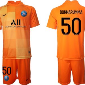 Paris Saint Germain 21/22 Torwarttrikot Orange Trikotsatz mit Aufdruck DONNARUMMA 50