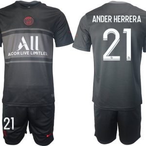 Paris Saint Germain Ausweichtrikot 2021/2022 schwarz/grau mit Aufdruck Ander Herrera 21