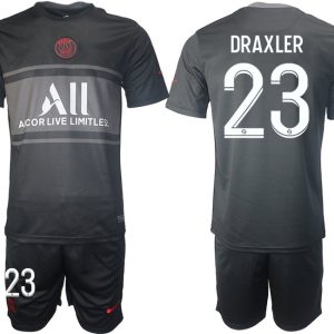 Paris Saint Germain Ausweichtrikot 2021/2022 schwarz/grau mit Aufdruck Draxler 23