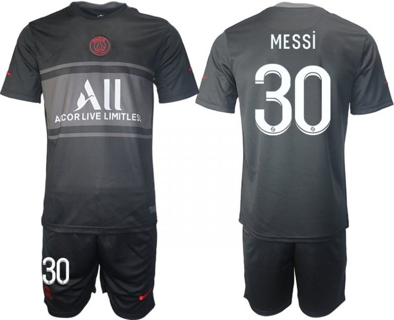 Paris Saint Germain Ausweichtrikot 2021/2022 schwarz/grau mit Aufdruck MESSI 30