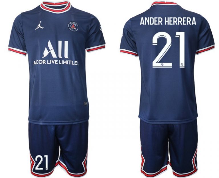 Paris Saint Germain Heimtrikot 2021/22 dunkelblau/weiß mit Aufdruck Ander Herrera 21