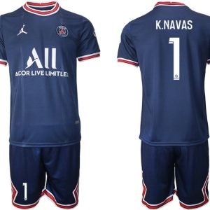 Paris Saint Germain Heimtrikot 2021/22 dunkelblau/weiß mit Aufdruck K.Navas 1-1