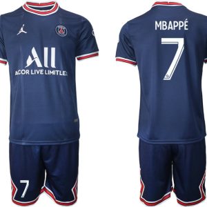 Paris Saint Germain Heimtrikot 2021/22 dunkelblau/weiß mit Aufdruck Mbappé 7-1