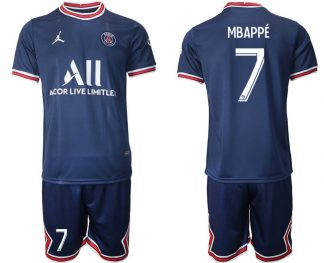 Paris Saint Germain Heimtrikot 2021/22 dunkelblau/weiß mit Aufdruck Mbappé 7-1