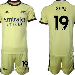 PEPE 19# Trikotsatz Gelbe FC Arsenal London Trikots Auswärts 2022 + Kurze Hosen