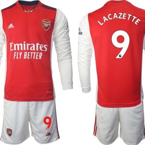 Personalisierbar Home Langarmtrikot Arsenal 2022 mit Aufdruck Lacazette 9