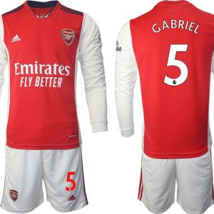 Personalisierbar Trikotsatz FC Arsenal Heimtrikot 2022 Langarm weiß/rot GABRIEL 5