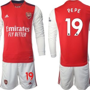 Personalisierbar Trikotsatz FC Arsenal Heimtrikot 2022 Langarm weiß/rot PEPE 19