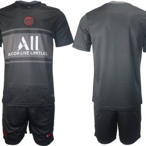 Personalisierbar Trikotsatz Paris Saint Germain Ausweichtrikot 2021/22 schwarz/grau