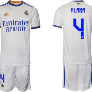 Real Madrid Heimtrikot 2022 weiß blau mit Aufdruck Alaba 4-1