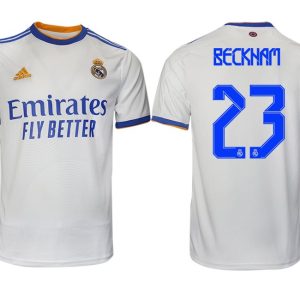 Real Madrid Heimtrikot 2022 weiß blau mit Aufdruck Beckham 23